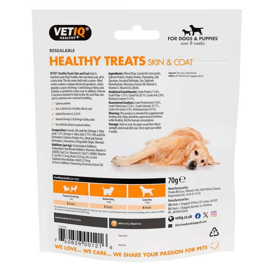 VetIQ Healthy Treats Skin&Coat For Dogs&Puppies Лакомство с лососем для здоровья кожи, шерсти собак и щенков, 70 г: цены и характеристики