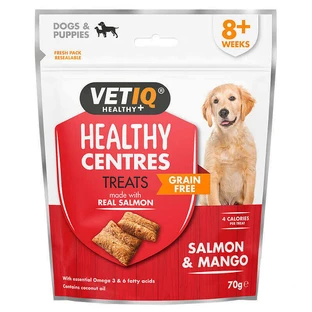 VetIQ Healthy Centers Treats Salmon & Mango Dogs & Puppies Лакомство с лососем и манго для поддержания иммунитета, красоты шерсти собак и щенков, 70 г