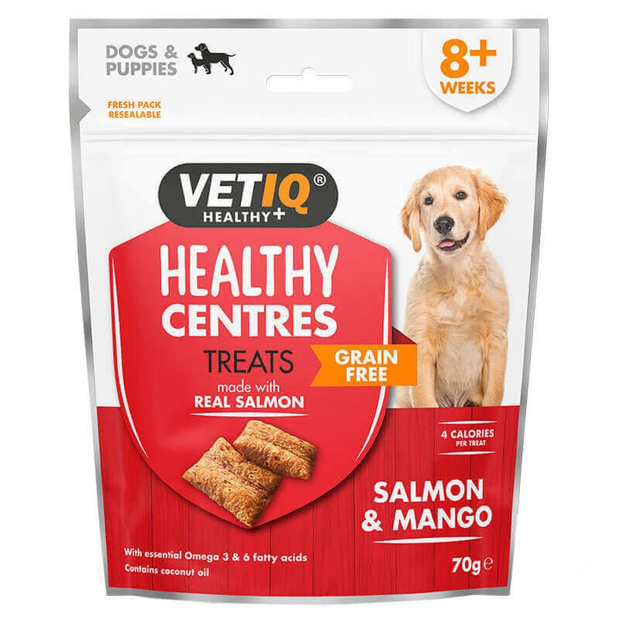 VetIQ Healthy Centers Treats Salmon & Mango Dogs & Puppies Ласощі з лососем і манго для підтримки імунітету, краси шерсті собак і цуценят, 70 г: ціни та характеристики