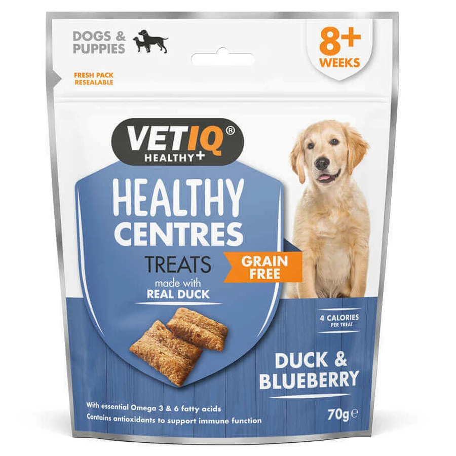 VetIQ Healthy Centers Treats Duck & Blueberry Dogs & Puppies Ласощі з качкою, чорницями для собак та цуценят, 70 г: ціни та характеристики