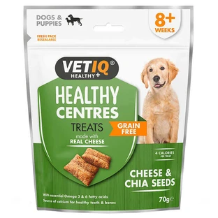 VetIQ Healthy Centers Treats Cheese&Chia Seeds Dogs & Puppies Ласощі з сиром та чіа для здорових зубів, краси шерсті собак і цуценят, 70 г