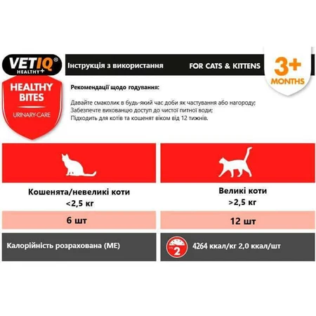VetIQ Healthy Bites Urinary Care Cats & Kittens Лакомство с сыром для здоровья мочевыводящих путей у кошек и котят, 65 г: цены и характеристики