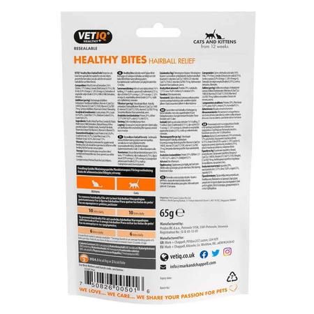 VetIQ Healthy Bites Hairball Remedy Cats & Kitten Лакомство с курицей для вывода шерсти у кошек и котят, 65 г: цены и характеристики