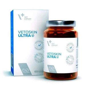 VetExpert VetoSkin Ultra Харчова добавка для комплексної підтримки і регенерації шкіри та шерсті у котів і собак, 60 шт