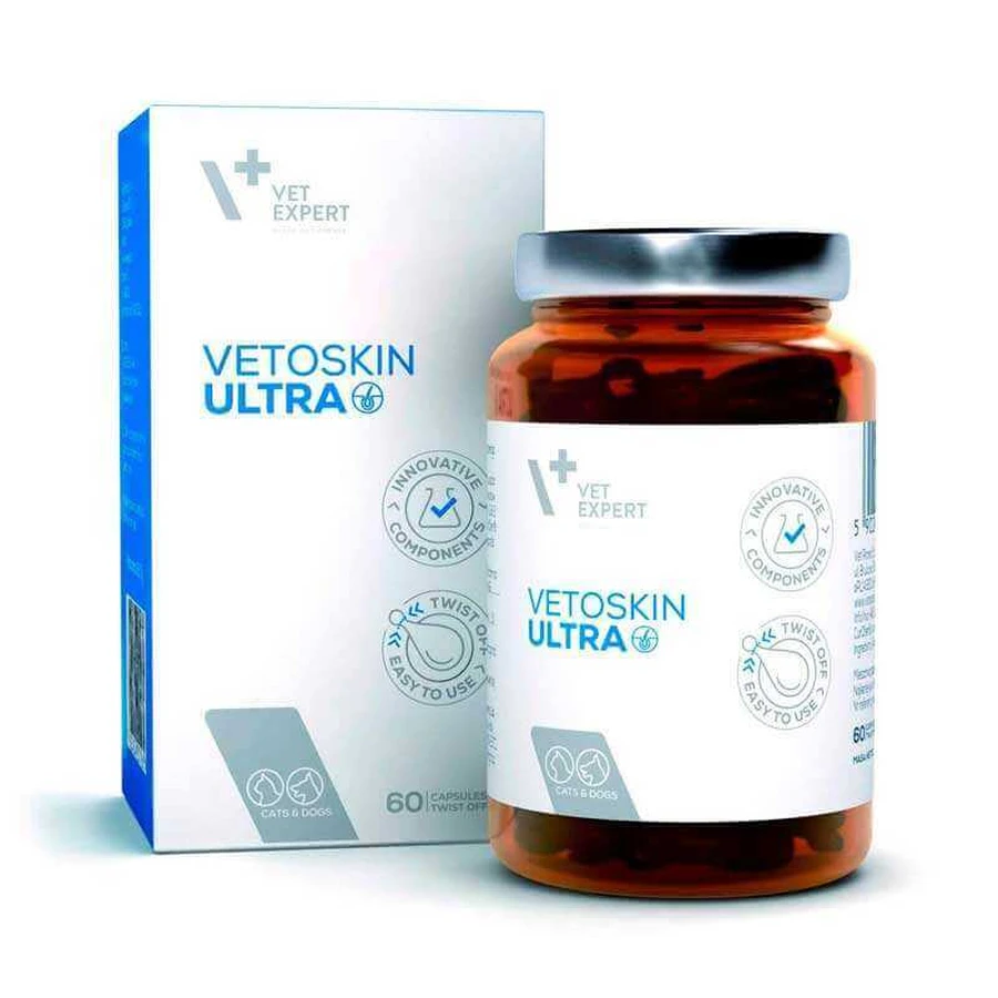 VetExpert VetoSkin Ultra Харчова добавка для комплексної підтримки і регенерації шкіри та шерсті у котів і собак, 60 шт: ціни та характеристики