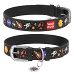 Collar (Коллар) Waudog Design - Нашийник шкіряний для собак з малюнком 'NASA' і QR паспортом 2,5х38-49 см (Чорний): ціни та характеристики