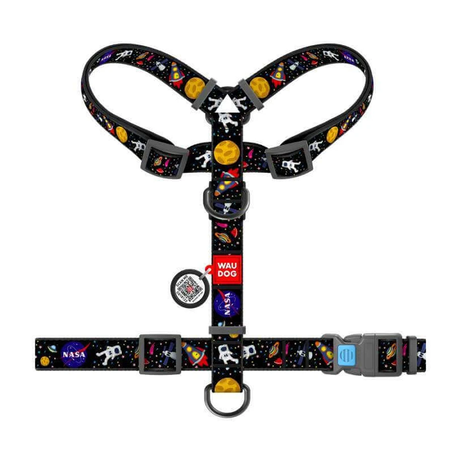 Collar (Цвет) Waudog Nylon - Анатомическая H-образная шлейка для собак с рисунком 'NASA' и QR паспортом, S/30-40х30-50 см: цены и характеристики