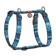 Collar (Цвет) Waudog Nylon - Анатомическая H-образная шлейка для собак с рисунком 'Этно синий' и QR паспортом, M/40-70х50-80 см.