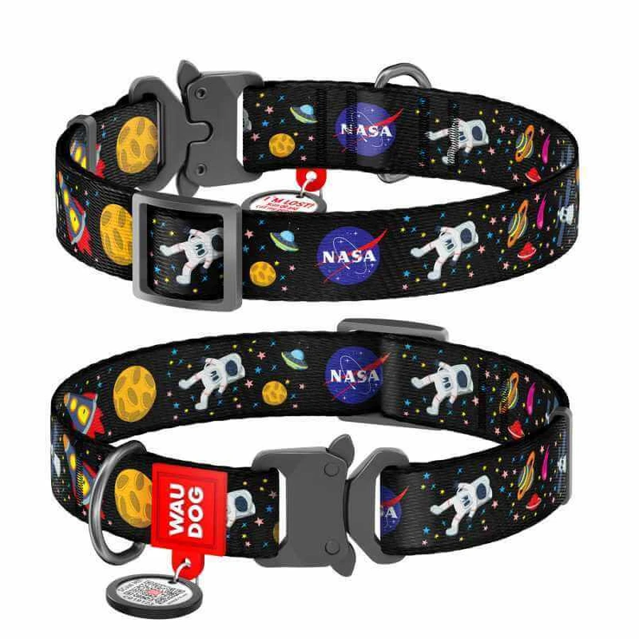 Collar (Коллар) Waudog Nylon - Нашийник для собак з малюнком 'NASA', QR паспортом і металевою пряжкою-фастекс, нейлоновий, 1,5х23-35 см: ціни та характеристики
