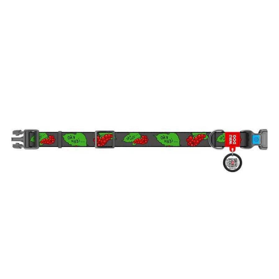 Collar (Коллар) Waudog Nylon - Нашийник для собак з малюнком 'Калина', QR паспортом та пластиковою пряжкою-фастекс, нейлоновий, 1,5х23-35 см: ціни та характеристики