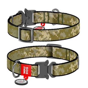 Collar (Коллар) Waudog Nylon - Ошейник для собак с рисунком 'Милитари', QR паспортом и металлической пряжкой-фастекс, нейлоновый, 2,0х24-40 см
