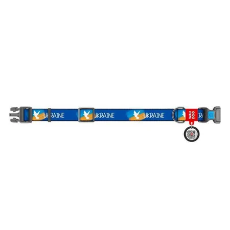 Collar (Коллар) Waudog Nylon - Нашийник для собак з малюнком 'Прапор', QR паспортом та пластиковою пряжкою-фастекс, нейлоновий, 1,5х23-35 см: ціни та характеристики