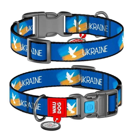 Collar (Коллар) Waudog Nylon - Нашийник для собак з малюнком 'Прапор', QR паспортом та пластиковою пряжкою-фастекс, нейлоновий, 2,5х35-58 см: ціни та характеристики