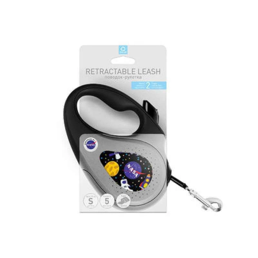 Collar (Цвет) Waudog Roulette Leash - Поводок-рулетка для собак с рисунком 'NASA' S/5 м (Черный): цены и характеристики