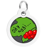 Collar (Коллар) Waudog Smart ID - Адресник для собак и кошек металлический c QR паспортом, рисунок 'Калина' 30 мм