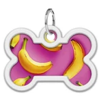 Collar (Коллар) Waudog Smart ID - Адресник для собак та котів металевий з QR паспортом, малюнок 'Банани на рожевому' 30 мм: ціни та характеристики