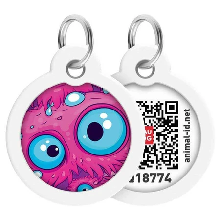 Collar (Коллар) Waudog Smart ID - Адресник для собак та котів металевий з QR паспортом, малюнок 'Око монстра' 25 мм: ціни та характеристики