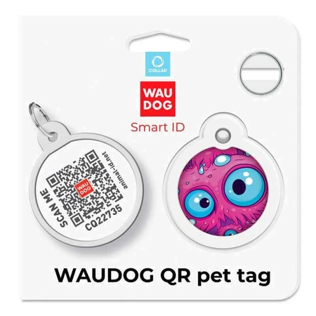 Collar (Коллар) Waudog Smart ID - Адресник для собак та котів металевий з QR паспортом, малюнок 'Око монстра' 25 мм: ціни та характеристики