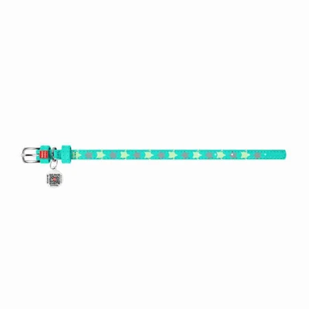 Collar (Коллар) Waudog Glamour – Ошейник кожаный с QR паспортом для собак, узор 'Звездочка' светящийся/светоотражающий 3,5х46-60 см (Ментоловый): цены и характеристики