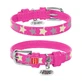Collar (Коллар) Waudog Glamour – Ошейник кожаный с QR паспортом для собак, узор 'Звездочка' светящийся/светоотражающий 1,2x21-29 см (Розовый)