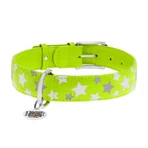 Collar (Коллар) Waudog Glamour – Ошейник кожаный с QR паспортом для собак, узор 'Звездочка' светящийся/светоотражающий 2x30-39 см (Салатовый): цены и характеристики