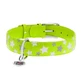Collar (Коллар) Waudog Glamour – Нашийник шкіряний з QR паспортом для собак, візерунок 'Зірочка' світиться/світловідбиваючий 3,5х46-60 см (Салатовий)