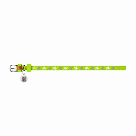 Collar (Коллар) Waudog Glamour – Нашийник шкіряний з QR паспортом для собак, візерунок 'Зірочка' світиться/світловідбиваючий 3,5х46-60 см (Салатовий): ціни та характеристики