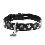 Collar (Коллар) Waudog Glamour – Нашийник шкіряний з QR паспортом для собак, візерунок 'Зірочка' світиться/світловідбиваючий 2x30-39 см (Чорний): ціни та характеристики