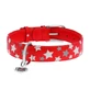 Collar (Коллар) Waudog Glamour – Ошейник кожаный с QR паспортом для собак, узор 'Звездочка' светящийся/светоотражающий 2x30-39 см (Красный)