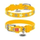 Collar (Коллар) Waudog Glamour – Нашийник шкіряний з QR паспортом для собак, візерунок 'Зірочка' світиться/світловідбиваючий 1,2x21-29 см (Жовтий)