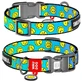 Collar Waudog Nylon - Нашийник нейлоновий з малюнком "Смайли на блакитному" і QR паспортом для собак S (1,5х25-35 см) (Різнокольоровий)