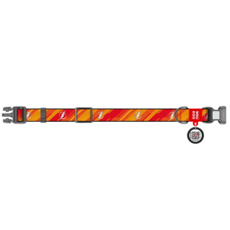 Collar Waudog Nylon - Нашийник нейлоновий світловідбивний з малюнком "Флеш Лого" та QR паспортом для собак S (1,5х25-35 см): ціни та характеристики