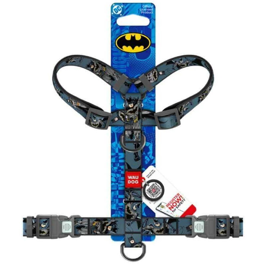 Collar Waudog Nylon - Шлея анатомічна H-подібна з малюнком "Тінь Бетмена" і QR-паспортом для собак М (2х38-60х45-60 см): ціни та характеристики
