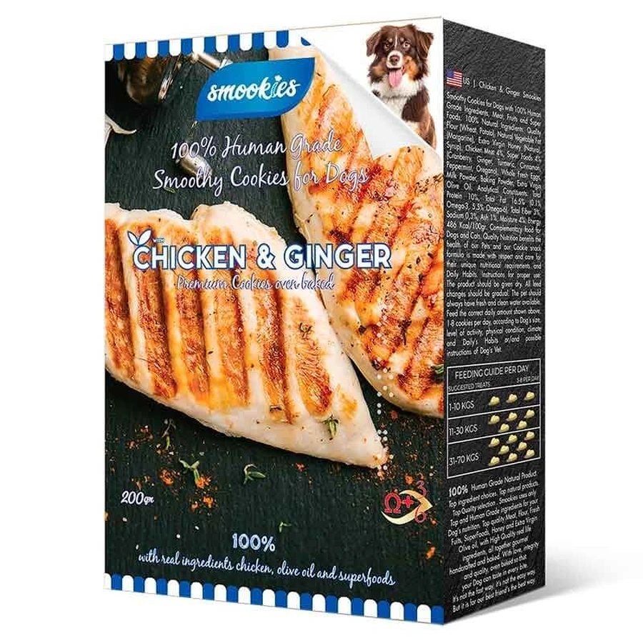 Smookies Chicken & Ginger Печенье с курицей и имбирем для собак, 200 г: цены и характеристики