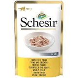 Schesir Tuna & Chicken Консервований корм з м'ясом тунця і курячим філе для дорослих котів (шматочки в желе), 85 г