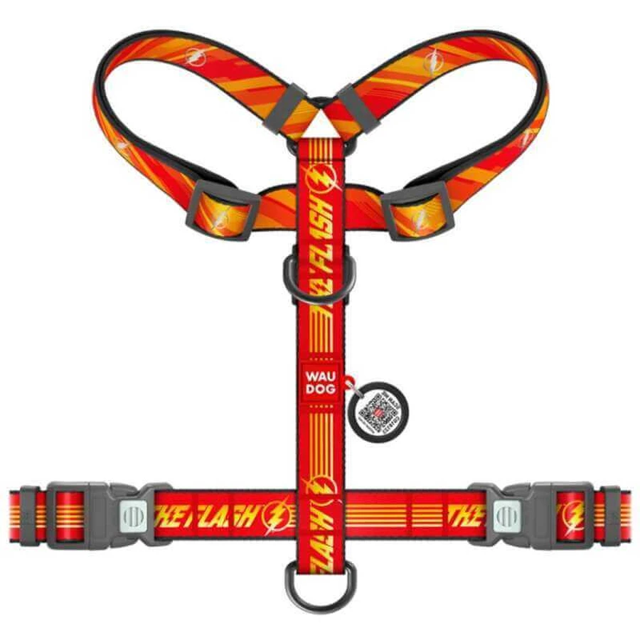 Collar Waudog Nylon - Шлея анатомічна світловідбивна з малюнком "Флеш Лого" та QR-паспортом для собак S (1,5х30-45х35-45 см): ціни та характеристики