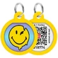Collar Waudog Smart ID - Адресник металевий з малюнком "Смайли на блакитному" та QR паспортом для собак і котів 25 мм (Різнокольоровий)