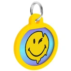 Collar Waudog Smart ID - Адресник металевий з малюнком "Смайли на блакитному" та QR паспортом для собак і котів 30 мм (Різнокольоровий): ціни та характеристики