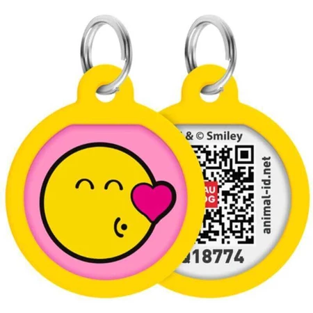 Collar Waudog Smart ID - Адресник металевий з малюнком "Смайли на рожевому" та QR паспортом для собак і котів 25 мм: ціни та характеристики