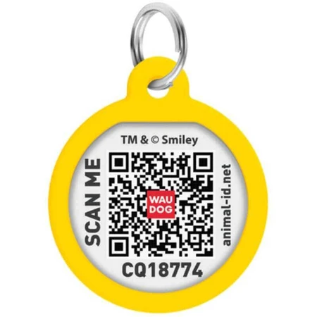 Collar Waudog Smart ID - Адресник металевий з малюнком "Смайли на рожевому" та QR паспортом для собак і котів 25 мм: ціни та характеристики