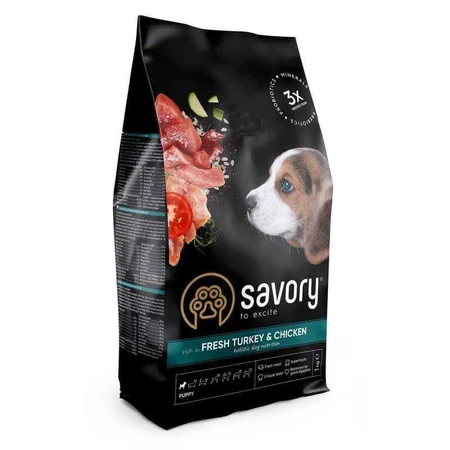 Savory Fresh Turkey & Chicken Puppy All Breeds Сухой корм со свежей индейкой и курицей для щенков всех пород, 1 кг: цены и характеристики