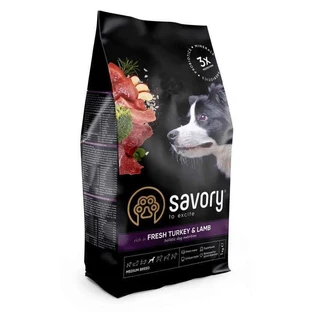 Savory Fresh Turkey & Lamb Adult Medium Breeds Сухой корм из свежего мяса индейки и ягненка для взрослых собак средних пород, 1 кг