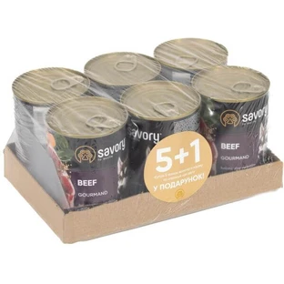 Savory Dog Gourmand Duck Набір 5+1 вологого корму для дорослих собак усіх порід паштет з качкою, 400 г