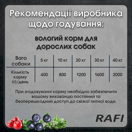 Dolina Noteci RAFI Dog with Lamb - Консервований корм з ягням, лохиною та журавлиною для дорослих собак 800 г: ціни та характеристики