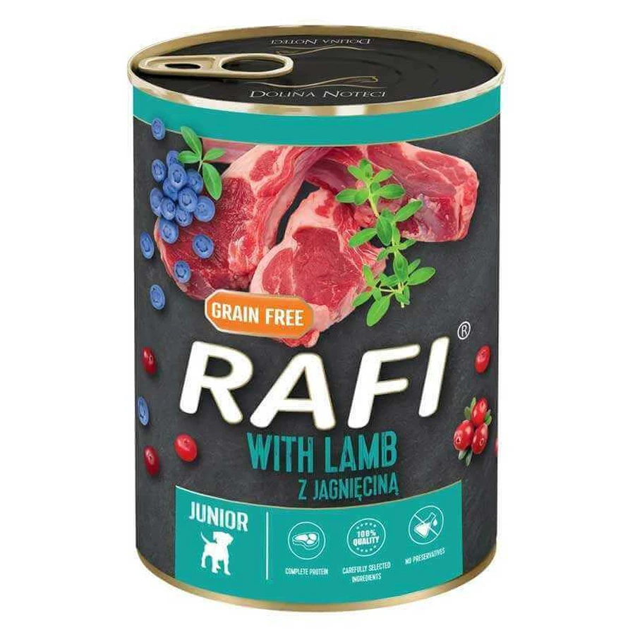 Dolina Noteci RAFI Junior Dog with Lamb - Консервированный корм с ягненком, голубиной и клюквой для щенков и молодых собак (паштет) 400 г: цены и характеристики
