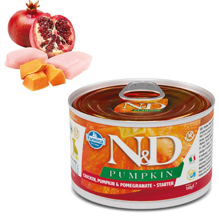 Farmina (Фарміна) N&D Pumpkin GF Adult Mini Chicken, Pumpkin & Pomegranate – Беззерновий консервований корм з куркою, гарбузом та гранатом для дорослих собак дрібних порід 140 г: ціни та характеристики