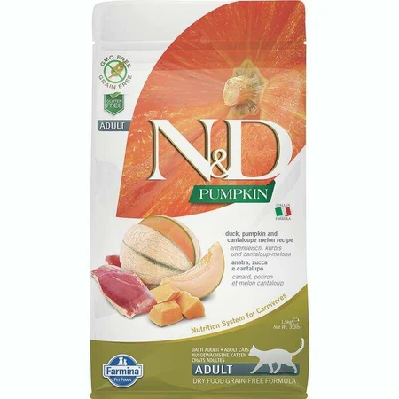 Farmina N&D Grain Free Pumpkin Duck & Cantaloupe Adult Cat - Беззерновий сухий корм з качкою та гарбузом для котів 1,5 кг: ціни та характеристики