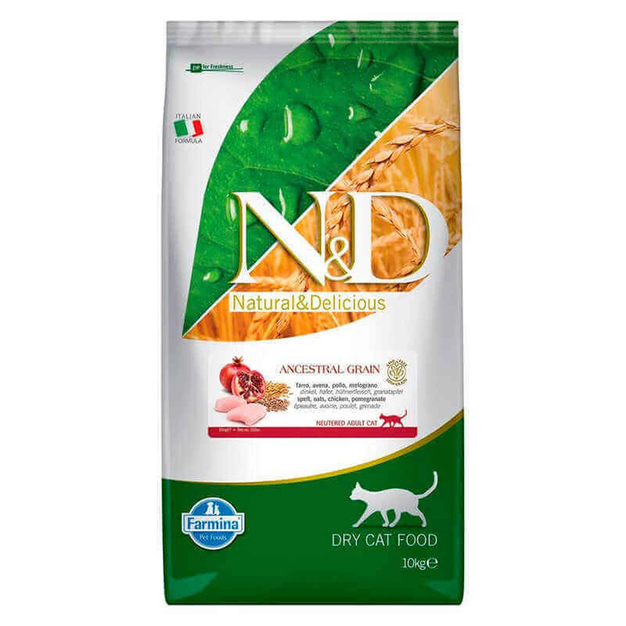 Farmina N&D Low Grain Cat Chicken & Pomegranate Adult – Низкозерновой сухой корм с курицей и гранатом, для взрослых кошек 10 кг.: цены и характеристики
