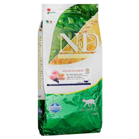 Farmina N&D Low Grain Cat Lamb & Blueberry Adult – Низкозерновой сухой корм с ягненком и черникой для взрослых кошек 10 кг: цены и характеристики