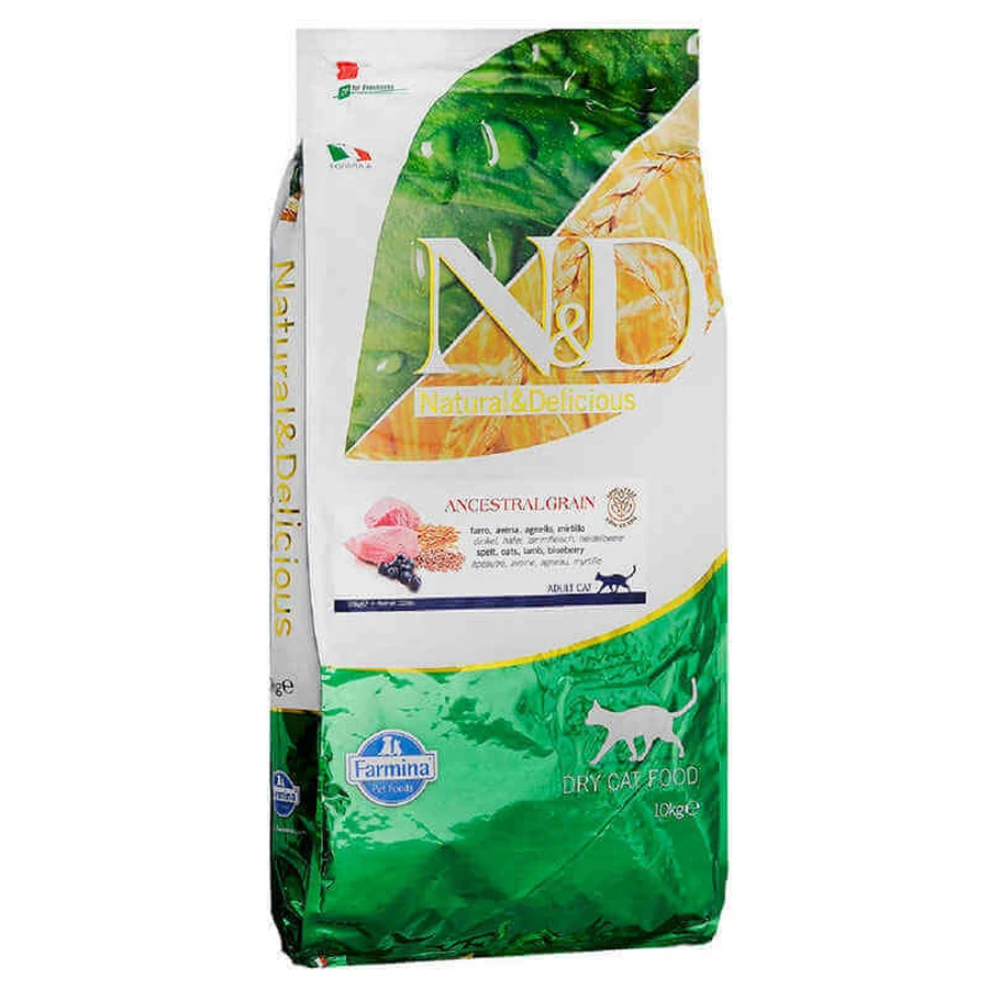 Farmina N&D Low Grain Cat Lamb & Blueberry Adult – Низкозерновой сухой корм с ягненком и черникой для взрослых кошек 10 кг: цены и характеристики